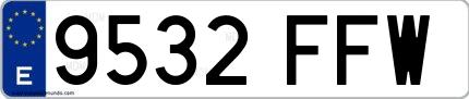 Ejemplo de matrícula española 9532 FFW