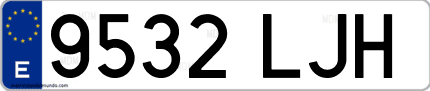 Ejemplo de matrícula de coche ordinaria 9532 LJH