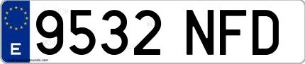 Ejemplo de matrícula española 9532 NFD