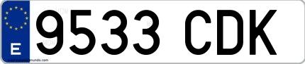 Ejemplo de matrícula española 9533 CDK