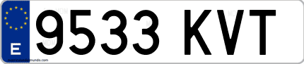 Ejemplo de matrícula de coche ordinaria 9533 KVT