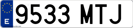 Ejemplo de matrícula de coche ordinaria 9533 MTJ