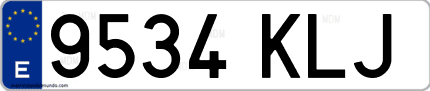 Ejemplo de matrícula de coche ordinaria 9534 KLJ