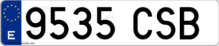 Ejemplo de matrícula de coche ordinaria 9535 CSB