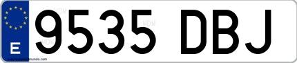 Ejemplo de matrícula española 9535 DBJ