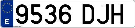 Ejemplo de matrícula española 9536 DJH