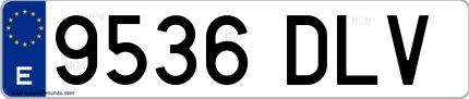 Ejemplo de matrícula española 9536 DLV