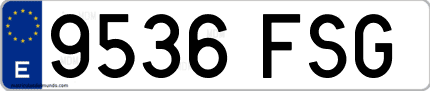 Ejemplo de matrícula de coche ordinaria 9536 FSG