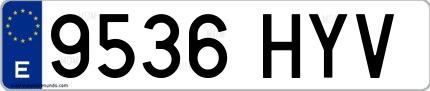 Ejemplo de matrícula española 9536 HYV