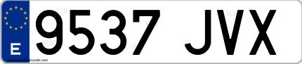 Ejemplo de matrícula de coche ordinaria 9537 JVX