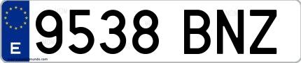 Ejemplo de matrícula española 9538 BNZ