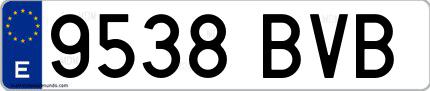 Ejemplo de matrícula española 9538 BVB