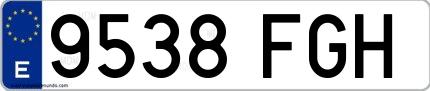 Ejemplo de matrícula española 9538 FGH