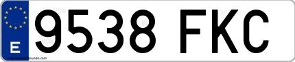 Ejemplo de matrícula española 9538 FKC
