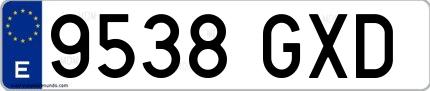 Ejemplo de matrícula española 9538 GXD
