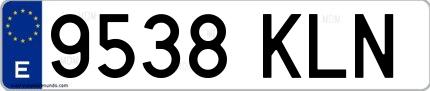 Ejemplo de matrícula española 9538 KLN