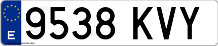 Ejemplo de matrícula de coche ordinaria 9538 KVY