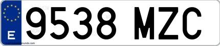 Ejemplo de matrícula española 9538 MZC