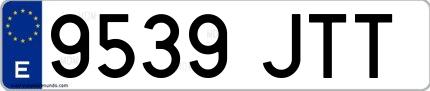 Ejemplo de matrícula española 9539 JTT