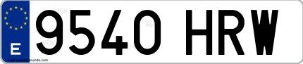 Ejemplo de matrícula española 9540 HRW