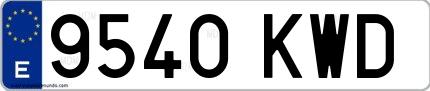 Ejemplo de matrícula española 9540 KWD