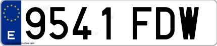 Ejemplo de matrícula española 9541 FDW