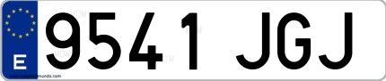 Ejemplo de matrícula española 9541 JGJ
