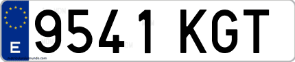 Ejemplo de matrícula de coche ordinaria 9541 KGT