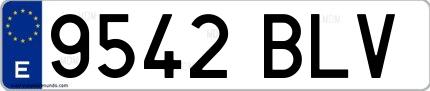 Ejemplo de matrícula española 9542 BLV