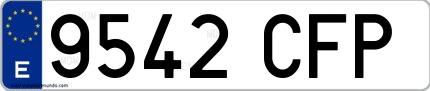Ejemplo de matrícula española 9542 CFP