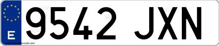 Ejemplo de matrícula española 9542 JXN