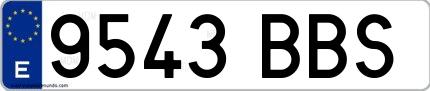 Ejemplo de matrícula española 9543 BBS