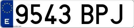 Ejemplo de matrícula española 9543 BPJ