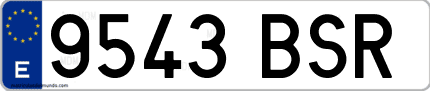 Ejemplo de matrícula de coche ordinaria 9543 BSR