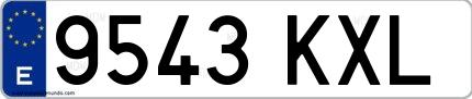 Ejemplo de matrícula española 9543 KXL