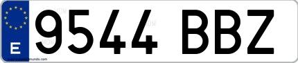 Ejemplo de matrícula española 9544 BBZ