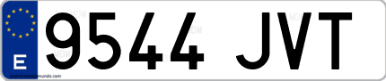 Ejemplo de matrícula de coche ordinaria 9544 JVT