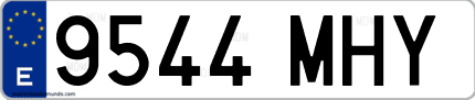 Ejemplo de matrícula de coche ordinaria 9544 MHY
