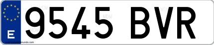 Ejemplo de matrícula española 9545 BVR