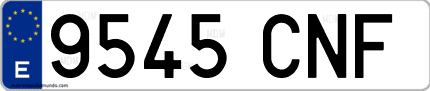 Ejemplo de matrícula de coche ordinaria 9545 CNF