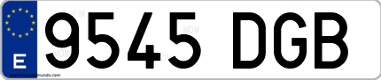 Ejemplo de matrícula de coche ordinaria 9545 DGB