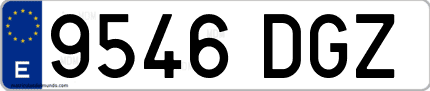 Ejemplo de matrícula de coche ordinaria 9546 DGZ