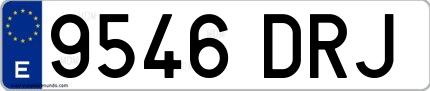 Ejemplo de matrícula española 9546 DRJ