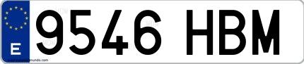 Ejemplo de matrícula española 9546 HBM