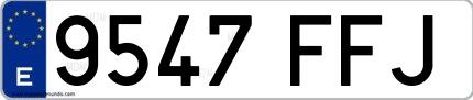 Ejemplo de matrícula española 9547 FFJ