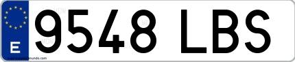 Ejemplo de matrícula española 9548 LBS