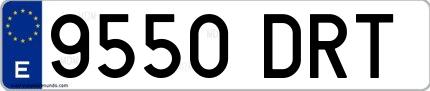 Ejemplo de matrícula española 9550 DRT