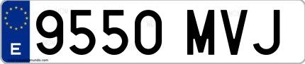 Ejemplo de matrícula española 9550 MVJ