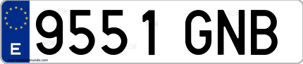 Ejemplo de matrícula de coche ordinaria 9551 GNB
