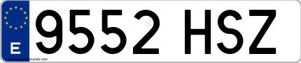 Ejemplo de matrícula española 9552 HSZ